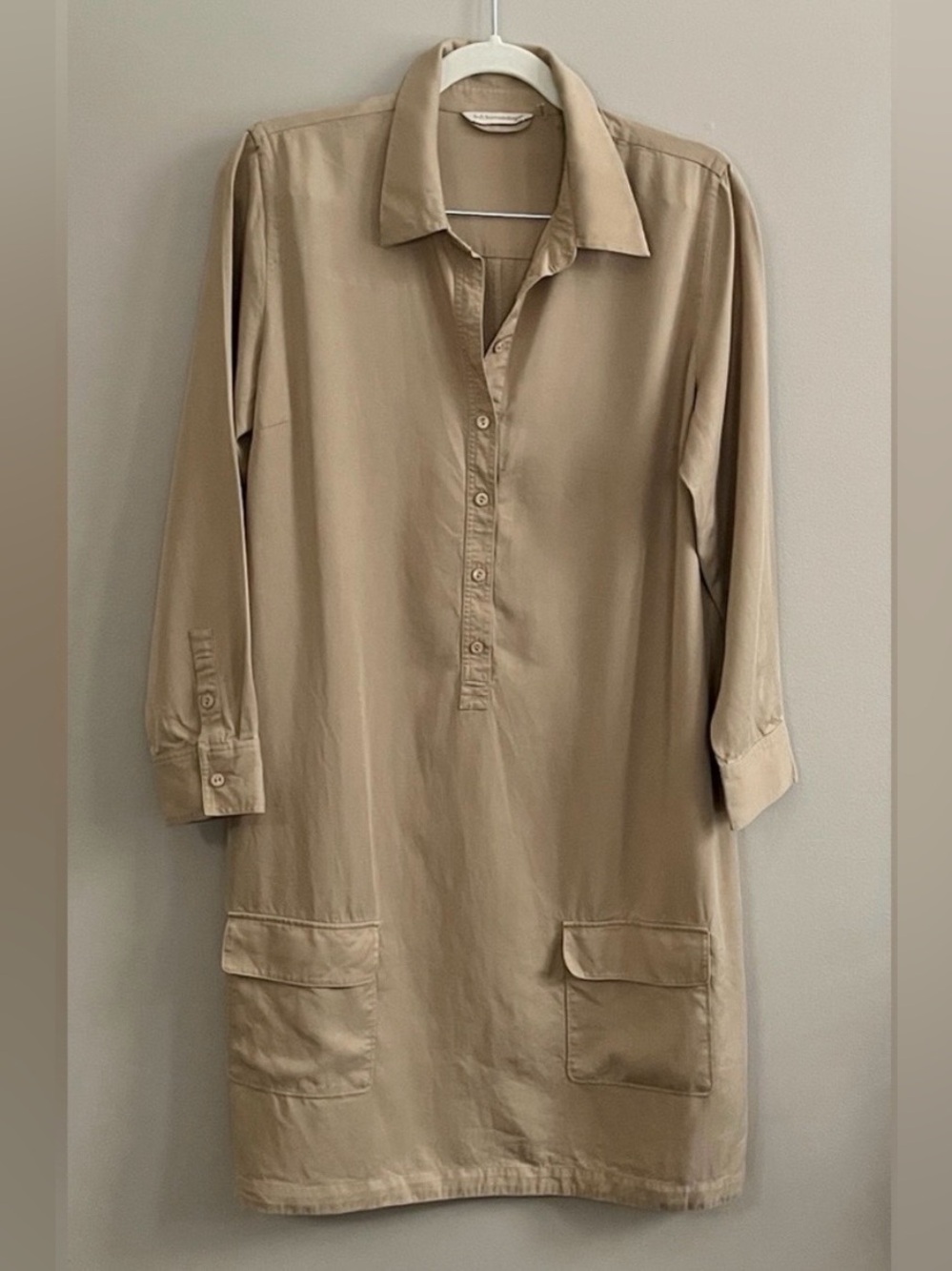 Soft Surroundings Tencil Long Sleeve Tunic tan shirt dress size large petite